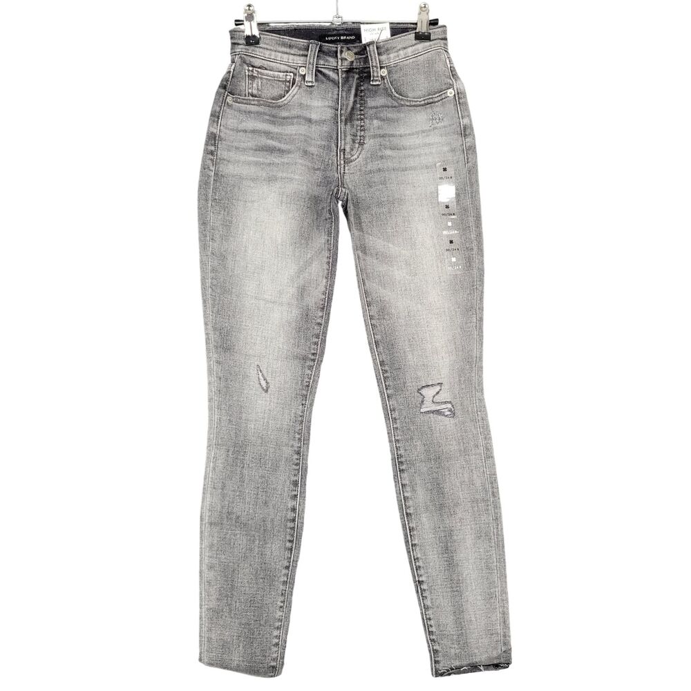 NWT LUCKY BRAND Gray Bridgette High Rise Skinny Stretch Denim Jeans SIZE 00 / 24